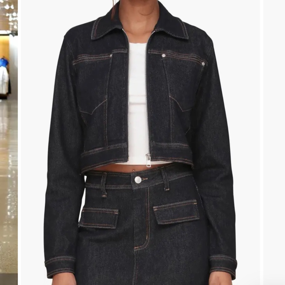 Avec Les Filles Cropped Denim Jacket
